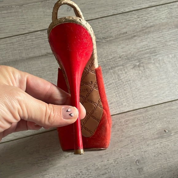 LAMB size 6.5US platform red orange stiletto platforms suede and leather Ariel - Picture 6 of 10